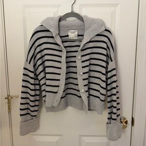 Abercrombie & Fitch Gray and Black Striped Cardigan